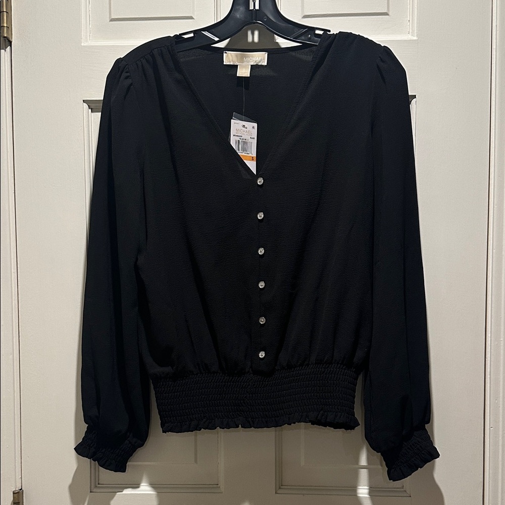 Michael Kors Black V-Neck Blouse